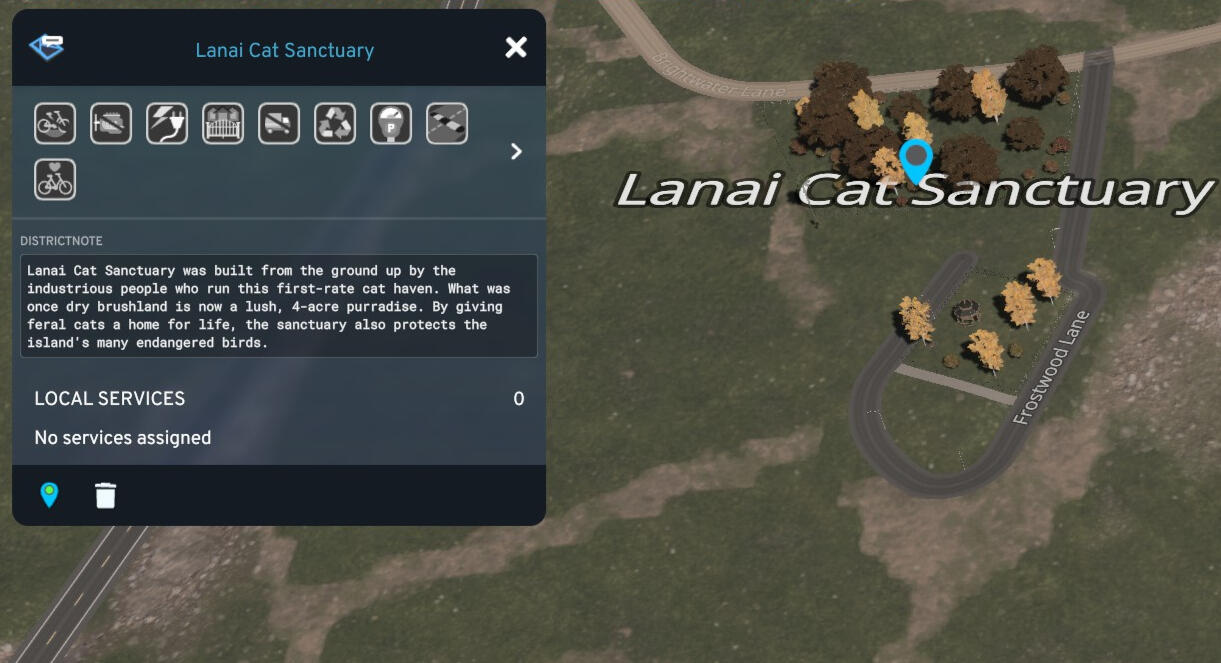 Districts can be further labeled with a description using the District Note mod.
